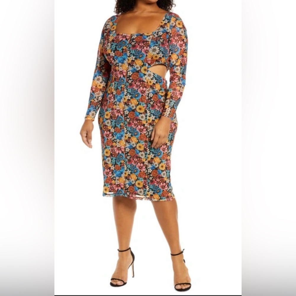 AFRM Long Sleeve Cut-Out Wildflower Dress / Size M